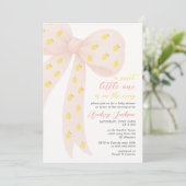 Sweet Little Lemon Pink Coquette Bow Baby shower Kaart (Staand voorkant)