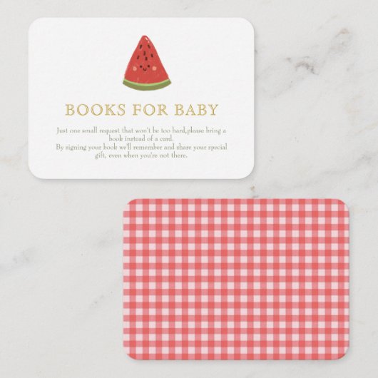 Sweet Little Melon Baby shower. Boeken voor baby Informatiekaartje (Voorkant / Achterkant)