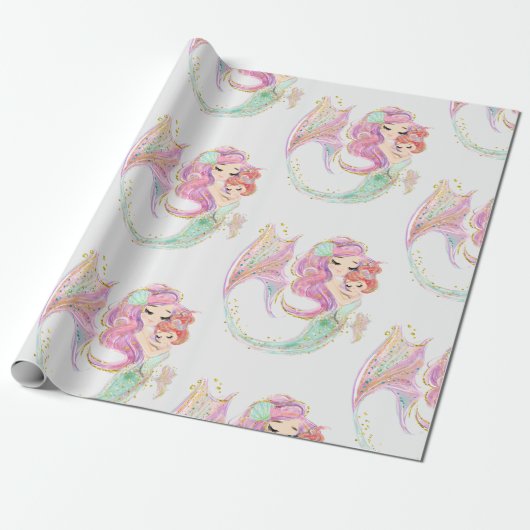 Sweet Little Mermaid Cadeaupapier (Uitgerold)