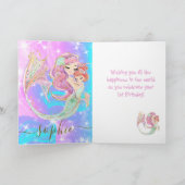 Sweet Little Mermaid Pink Birthday Kaart (Binnen)