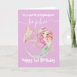Sweet Little Mermaid Pink Birthday Kaart