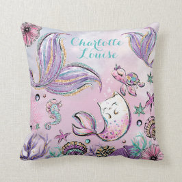 Sweet Little Mermaid under the Zee Girl Nursery Kussen