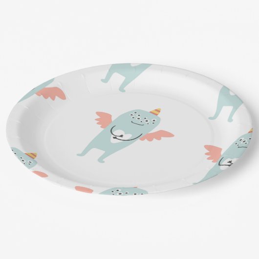 Sweet Little Mint Groen Monster Party Bord (Gekanteld)