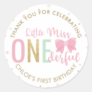 Sweet Little Miss Onederful 1ste verjaardag  Ronde Sticker