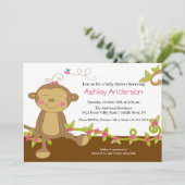 Sweet Little Monkey Baby shower Invitation Kaart (Staand voorkant)