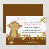 Sweet Little Monkey Baby shower Invitation Kaart (Voorkant / Achterkant)