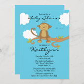 Sweet Little Monkey Baby shower Invitation Kaart (Voorkant / Achterkant)