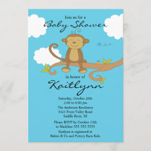 Sweet Little Monkey Baby shower Invitation Kaart
