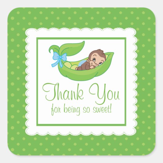 Sweet Little Monkey Pea Pod Baby shower Sticker (Voorkant)