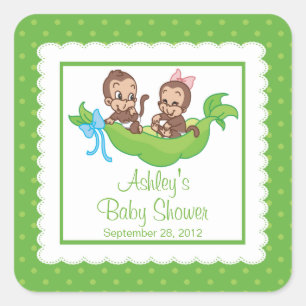 Sweet Little Monkey Twins Baby shower Sticker