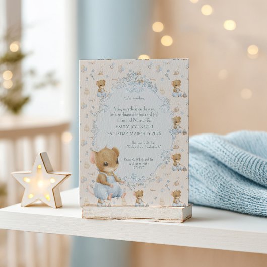Sweet Little Mouse Baby Shower Invitation Kaart