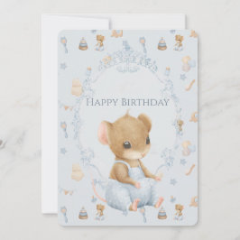 Sweet Little Mouse Birthday Flat Holiday Card Feestdagenkaart