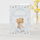 Sweet Little Mouse Birthday Folded Greeting Card Kaart (Gele Bloem)