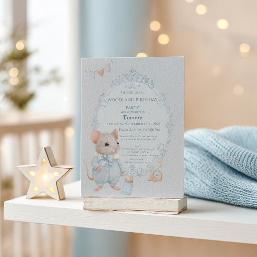 Sweet Little Mouse Birthday Invitation Kaart