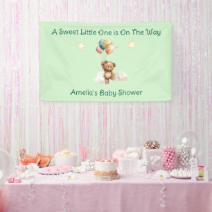 Sweet Little One op de weg Green Baby shower Spandoek