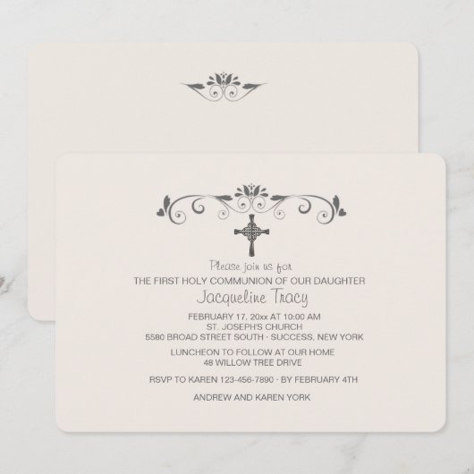 Sweet Little One Pink Religious Uitnodiging (Voorkant / Achterkant)