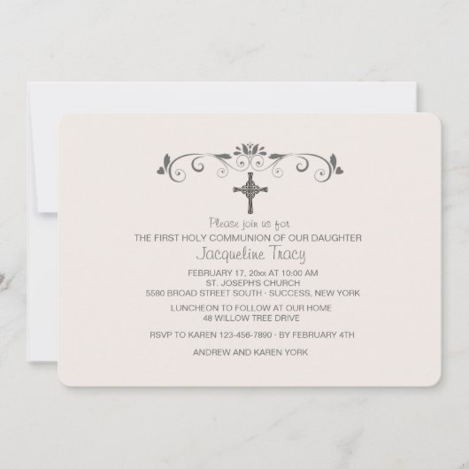 Sweet Little One Pink Religious Uitnodiging (Voorkant)