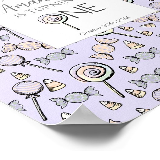 Sweet Little One Snoep thema eerste verjaardag Poster (Hoek)