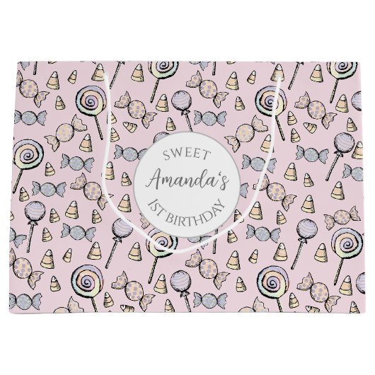 Sweet Little One Snoep Thema Eerste Verjaardagsgun Groot Cadeauzakje (Voorkant)