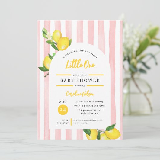 Sweet Little One Summer Lemon Baby shower Kaart (Staand voorkant)