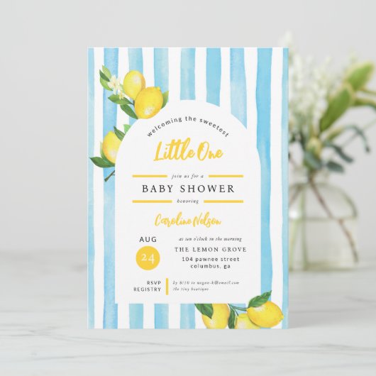 Sweet Little One Summer Lemon Baby shower Kaart (Staand voorkant)