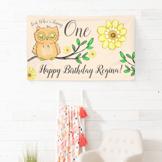 Sweet Little Owl Girly Forest 1st Birthday Spandoek (Insitu)