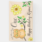 Sweet Little Owl Girly Forest 1st Birthday Spandoek (Verticaal)