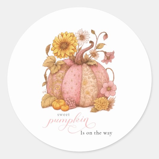 Sweet Little patch pumpkin florals is on the way Ronde Sticker (Voorkant)