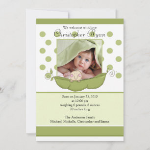 Sweet Little Pea Baby Photo Announcement Card Aankondiging