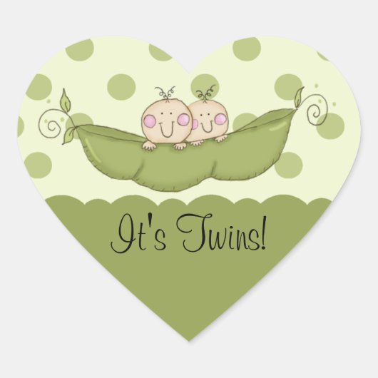Sweet Little Pea Baby Twins Hart Sticker (Voorkant)