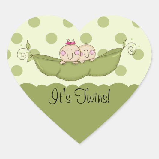Sweet Little Pea Baby Twins Hart Sticker (Voorkant)