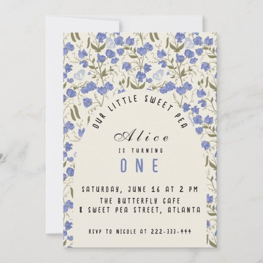 Sweet Little Pea meisje eerste verjaardag Kaart (Voorkant)