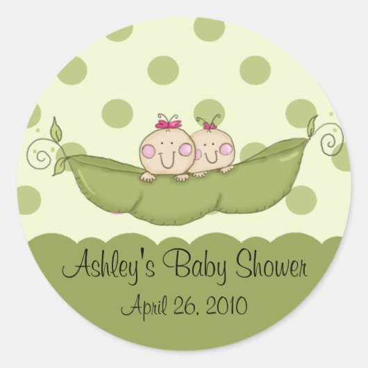 Sweet Little Pea Twin Meisjes Baby shower Sticker (Voorkant)