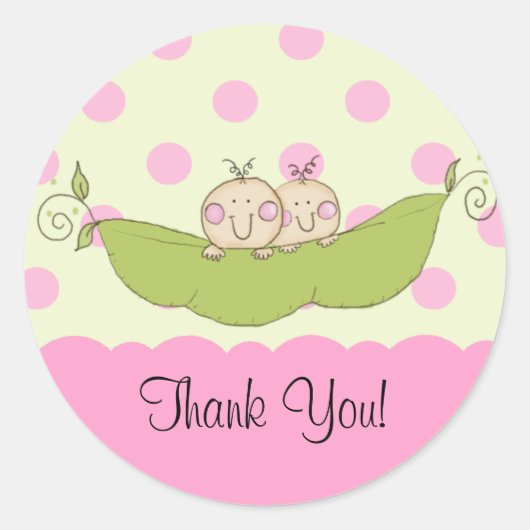 Sweet Little Pea Twins Baby shower Sticker Roze (Voorkant)