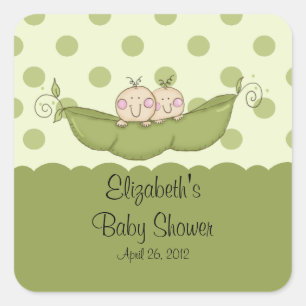 Sweet Little Pea Twins Baby shower vierkante stick Sticker