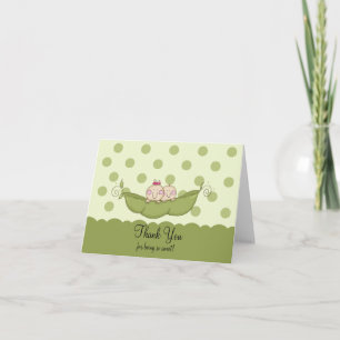 Sweet Little Pea Twins Bedankt Opmerking Kaart