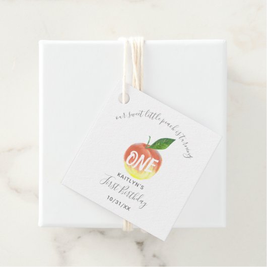 Sweet Little Peach 1st Birthday Bedankjes Labels (In situ)