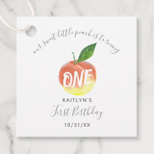 Sweet Little Peach 1st Birthday Bedankjes Labels (Voorkant)