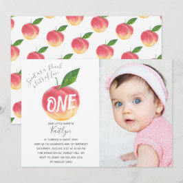 Sweet Little Peach 1st Birthday Foto Kaart