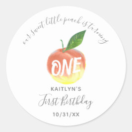 Sweet Little Peach 1st Birthday Ronde Sticker