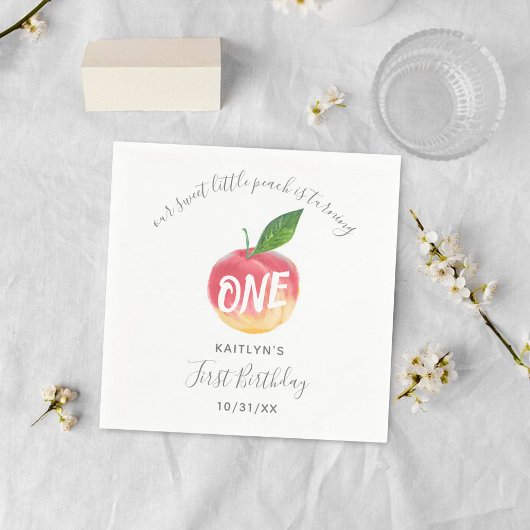 Sweet Little Peach 1st Birthday Servet