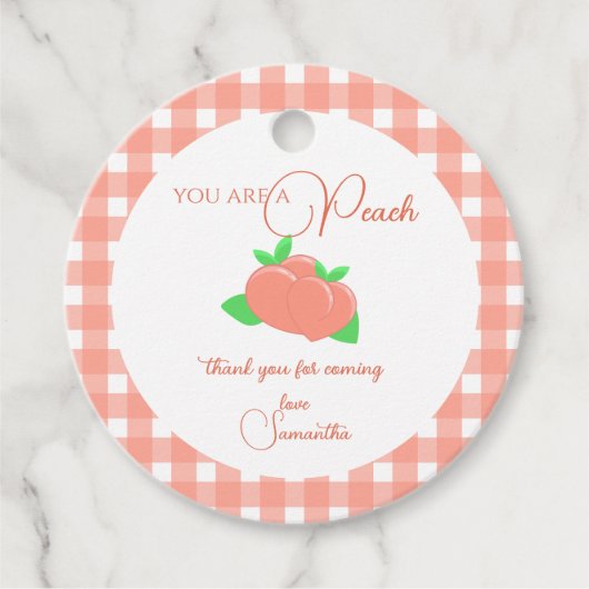 Sweet Little Peach Baby shower Bedankjes Labels (Voorkant)