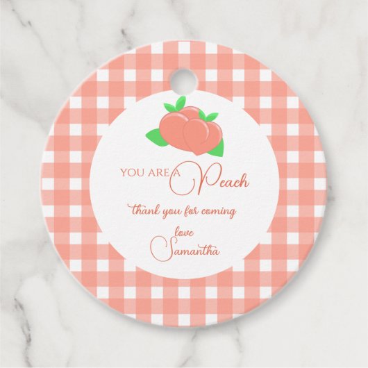 Sweet Little Peach Baby shower Bedankjes Labels (Voorkant)