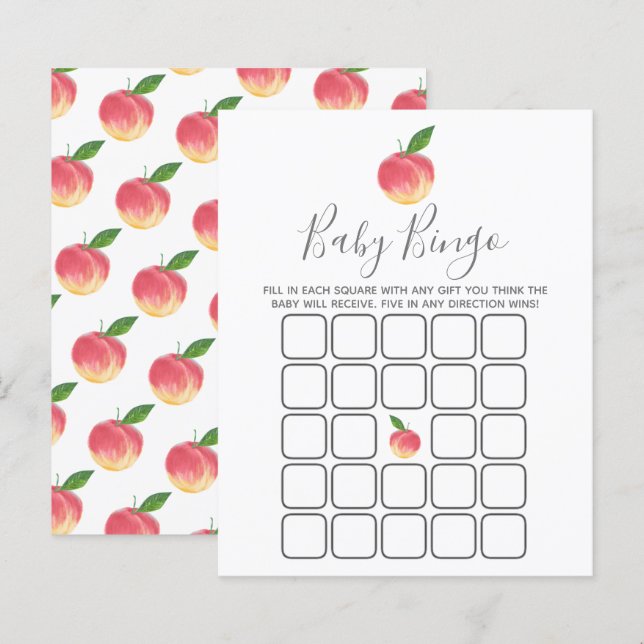 Sweet Little Peach Baby shower Bingo (Voorkant / Achterkant)