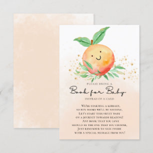 Sweet Little Peach Baby shower Book for Baby Card Informatiekaartje
