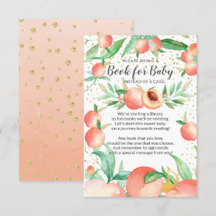 Sweet Little Peach Baby shower Book for Baby Card Informatiekaartje
