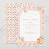 Sweet Little Peach Baby Shower Kaart (Voorkant / Achterkant)