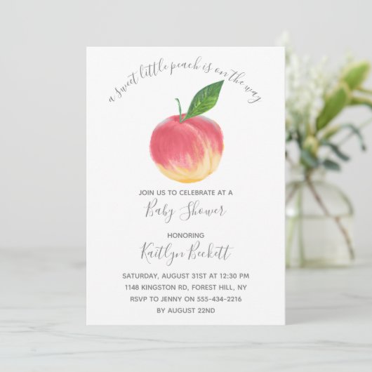 Sweet Little Peach Baby shower Kaart (Staand voorkant)