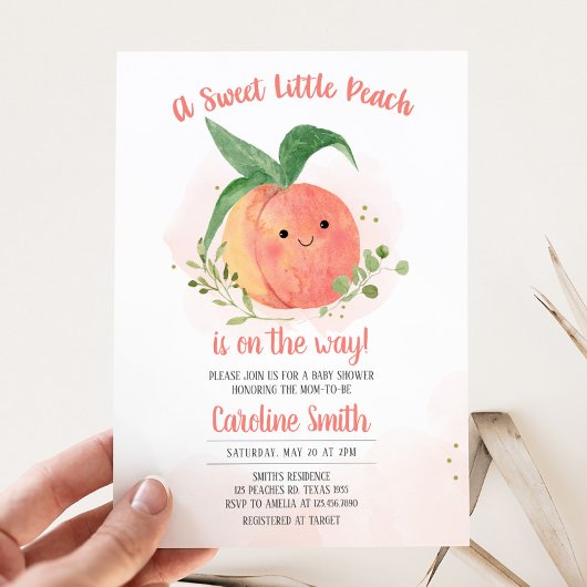 Sweet Little Peach Baby shower Kaart