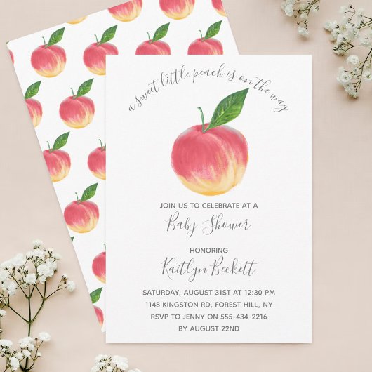 Sweet Little Peach Baby shower Kaart